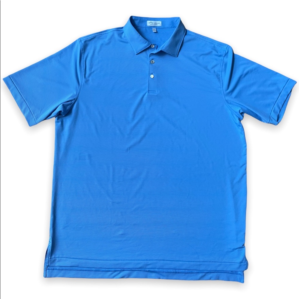 Peter Millar Summer Comfort Mens XL Short Sleeve Golf Polo Shirt Blue Striped